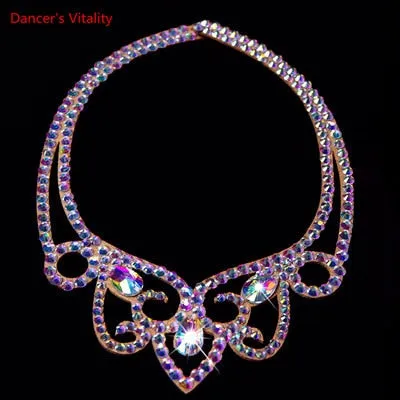 Belly Dance Necklace Rhinestone Chain Female High-End Diamond-Studded Competition Performance Accessories