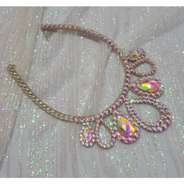 Belly Dance Necklace Rhinestone Chain Female High-End Diamond-Studded Competition Performance Accessories