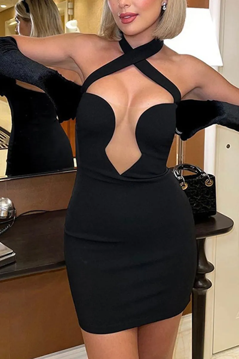 BL630 Bodycon Wrap Mini Dress