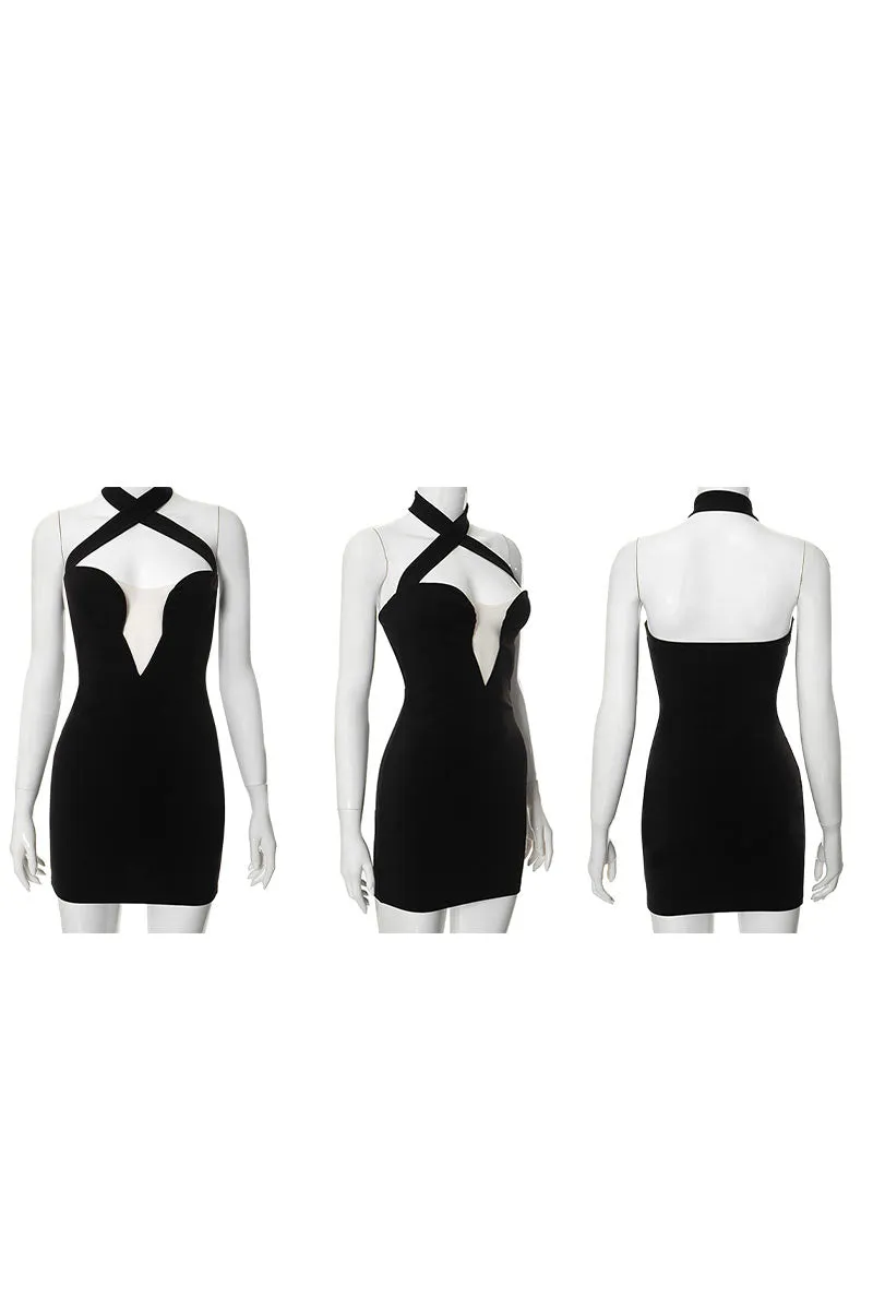 BL630 Bodycon Wrap Mini Dress