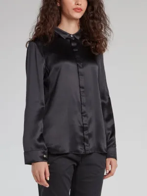 Black Button Up Silk Shirt