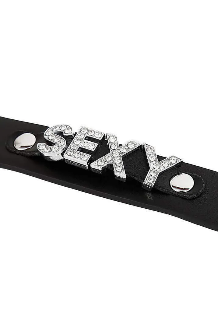 Black faux leather choker collar - SEXY