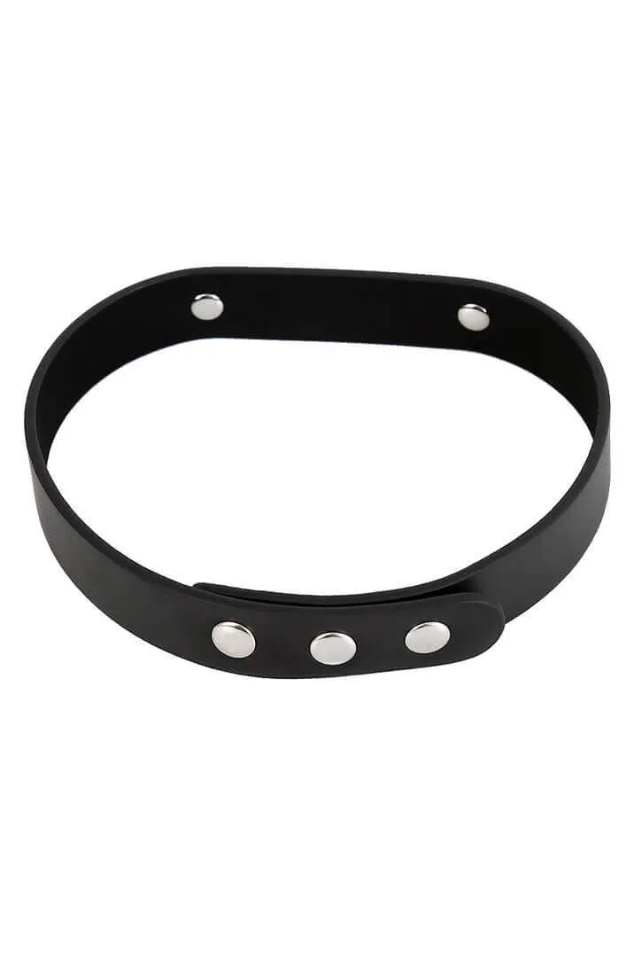 Black faux leather choker collar - SLAVE