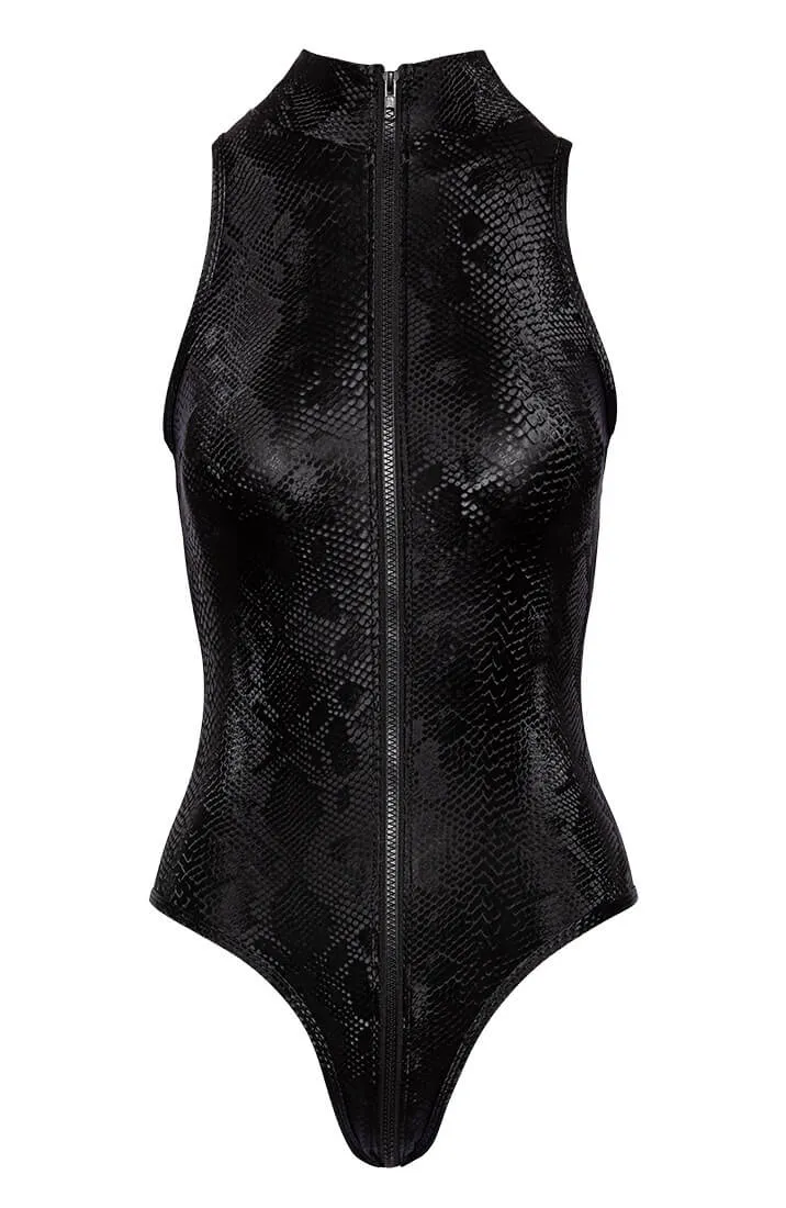 Black faux snakeskin bodysuit - Option One