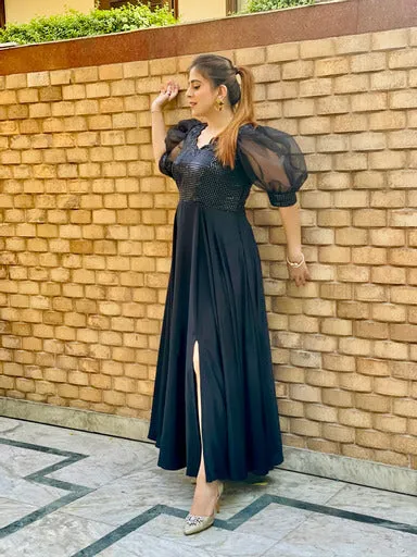 Black Half Half Gown