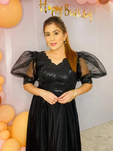 Black Half Half Gown