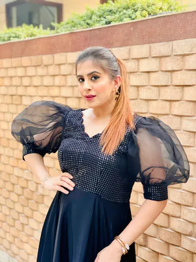 Black Half Half Gown