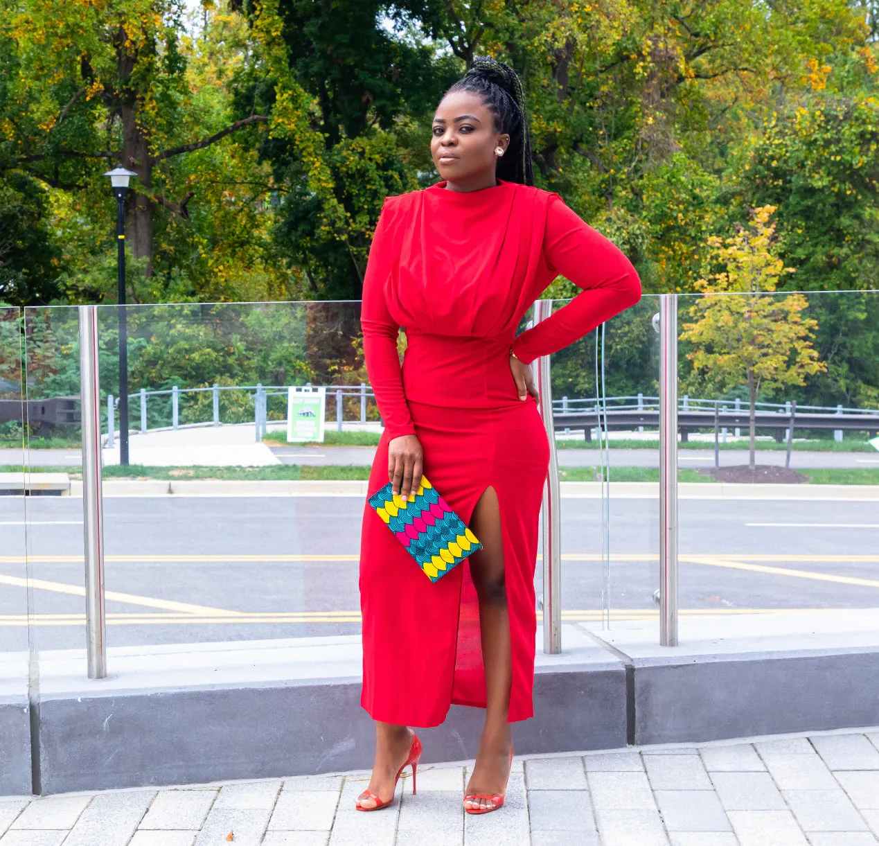 Black Midi Detail Long Sleeve Dress
