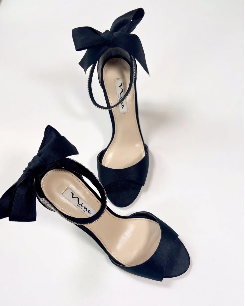 BLACK SATIN HEEL