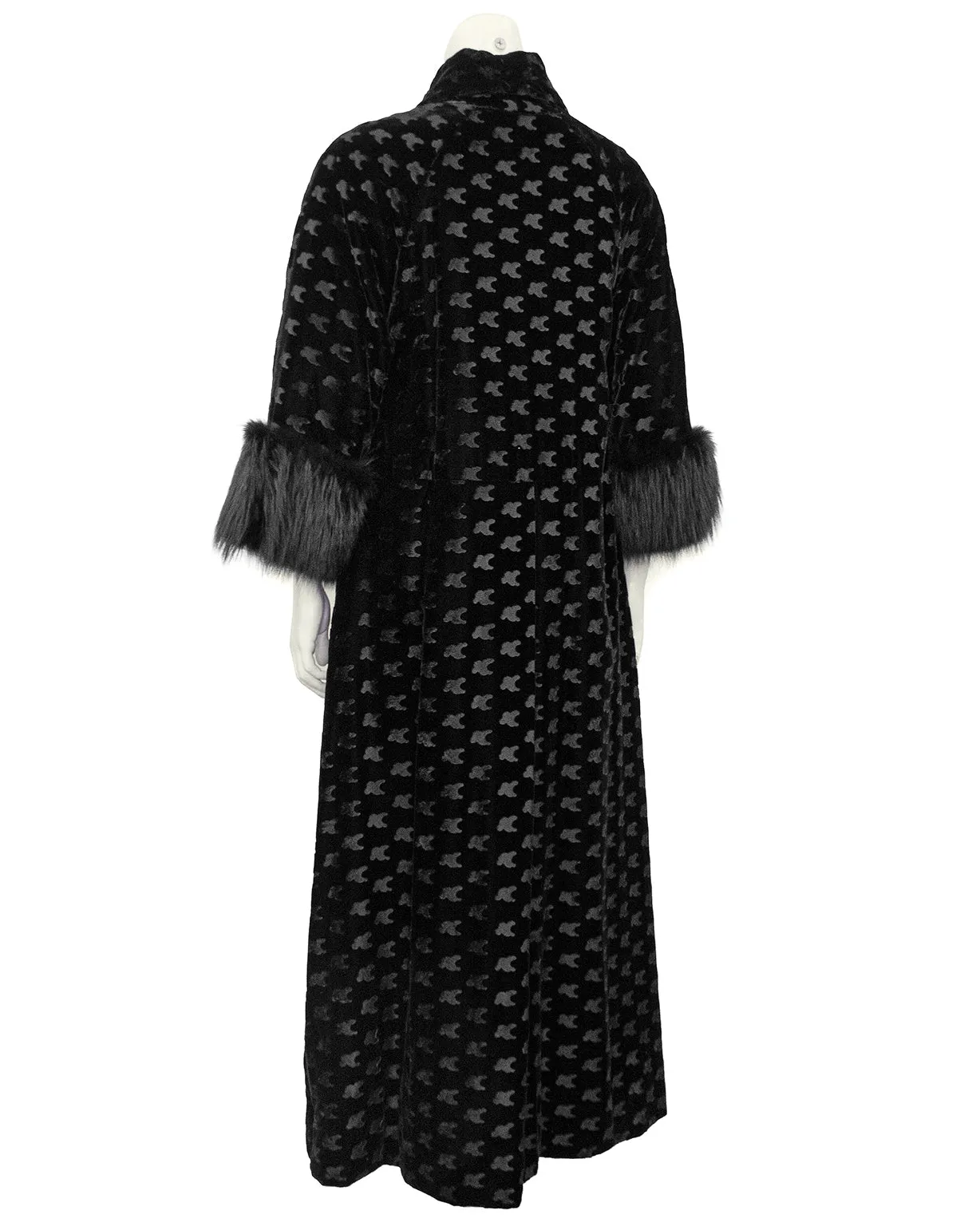 Black Velvet Evening Coat with Fox Cuffs
