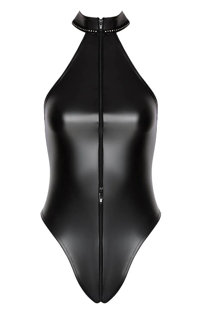 Black wet look halter neck bodysuit - Highly Treasured