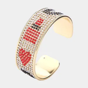 Bling Lipstick Heart Accented Cuff Bracelet