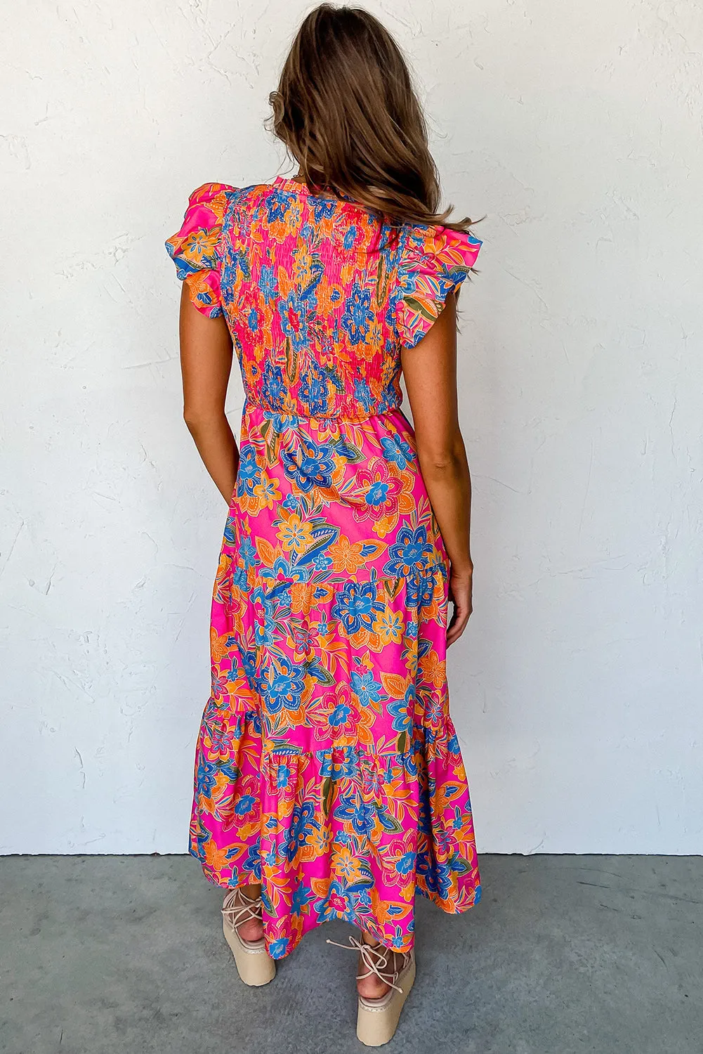 Boho Floral Tiered Long Dress