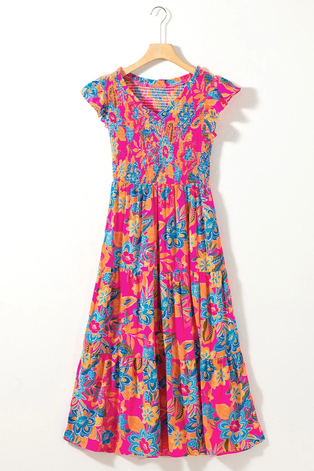 Boho Floral Tiered Long Dress
