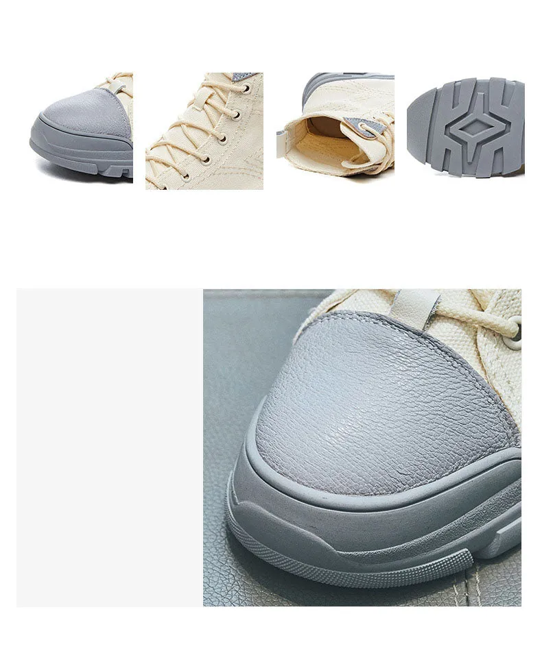 Booties Female Autumn Martin Boots British Style Students Flat Leather Canvas Wild Single Boots