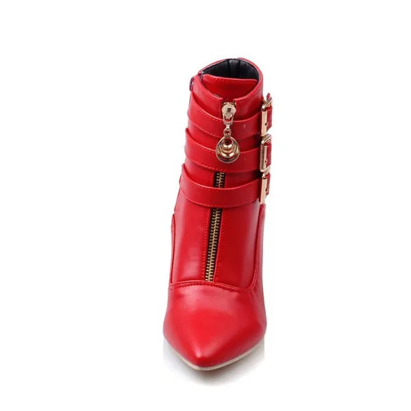 Boots High Heels Ankle Boots Pointed Toe Boots Side Zip Lady Shoes