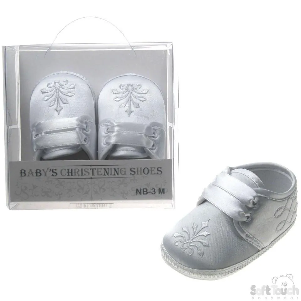 Boys Satin Christening Shoes (B92-W)