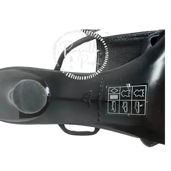 BRAND NEW! Alexander Wang Julie High Heel Slides Rhinestone Logo Heels Square 38.5