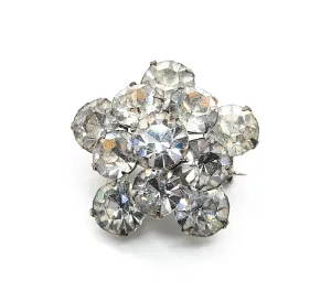 Bright clear rhinestone dimentional mid century flower vintage brooch