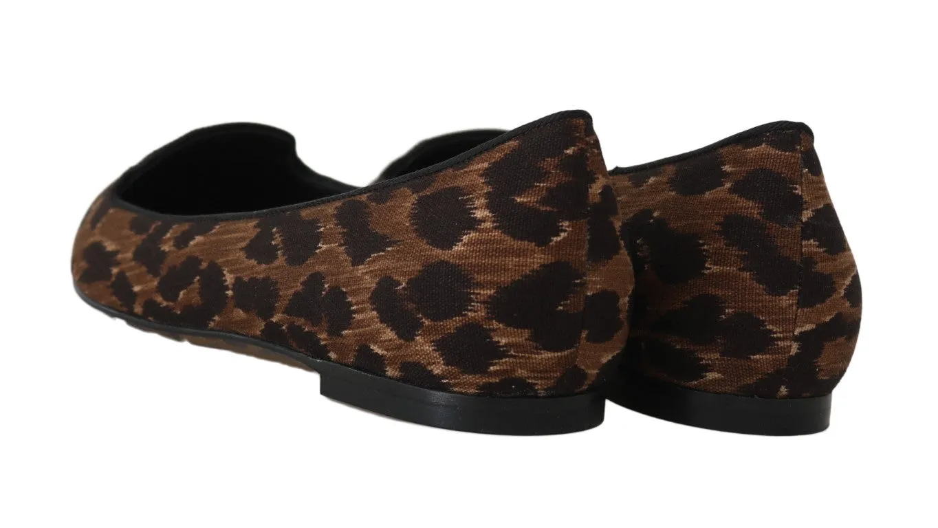 Brown Cotton Leopard Ballet Flats