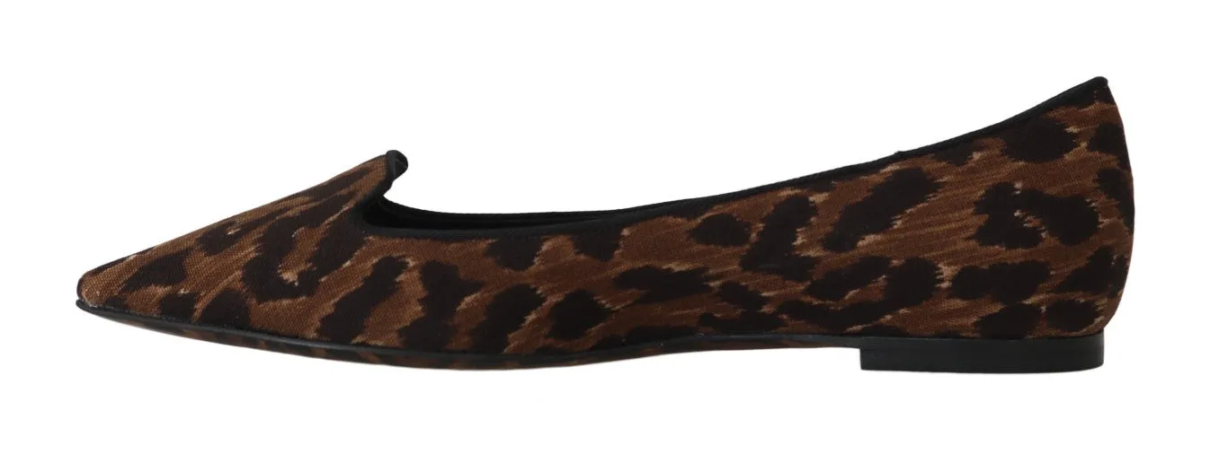 Brown Cotton Leopard Ballet Flats