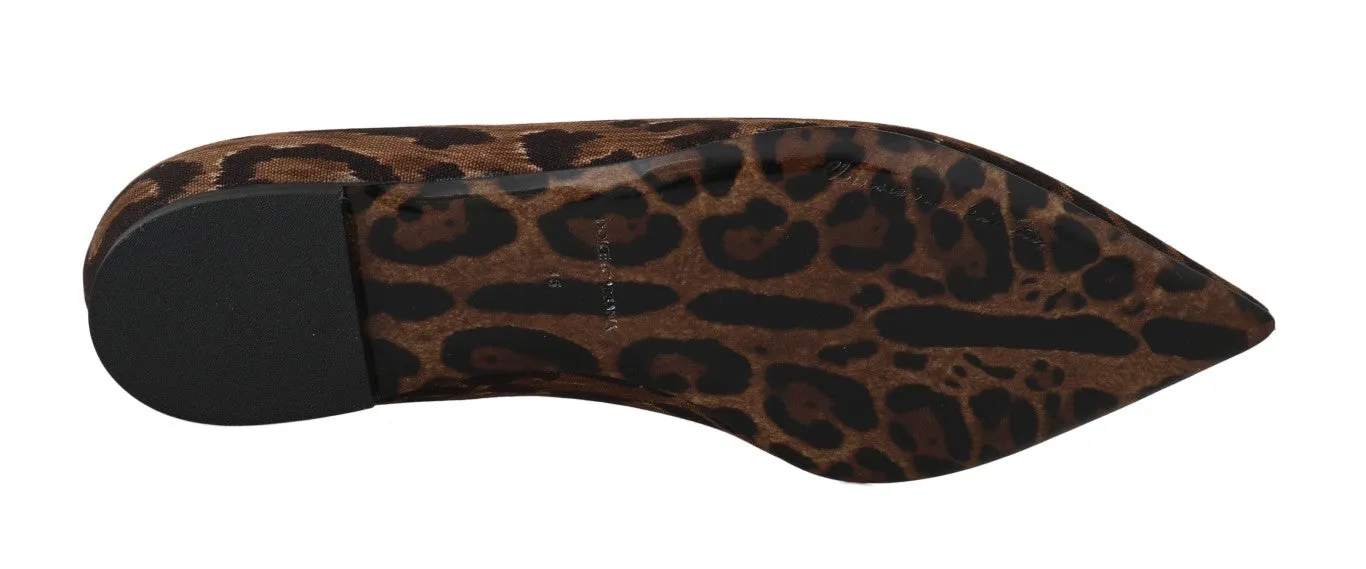 Brown Cotton Leopard Ballet Flats