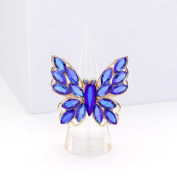 Butterfly Blue Marquise Stone Cluster Stretch Ring