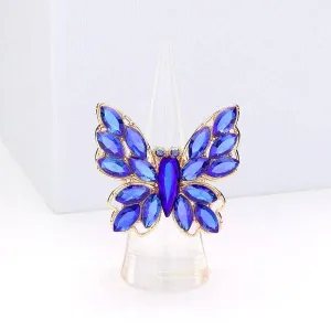 Butterfly Blue Marquise Stone Cluster Stretch Ring