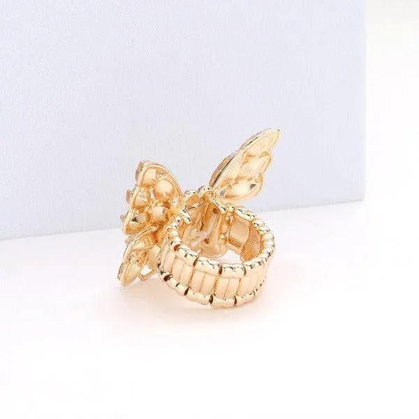 Butterfly Fuchsia Marquise Stone Cluster Stretch Ring
