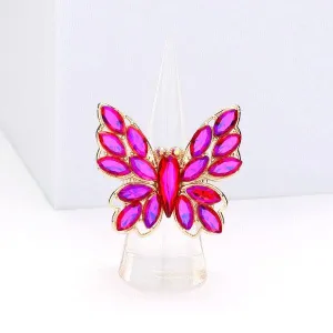 Butterfly Fuchsia Marquise Stone Cluster Stretch Ring