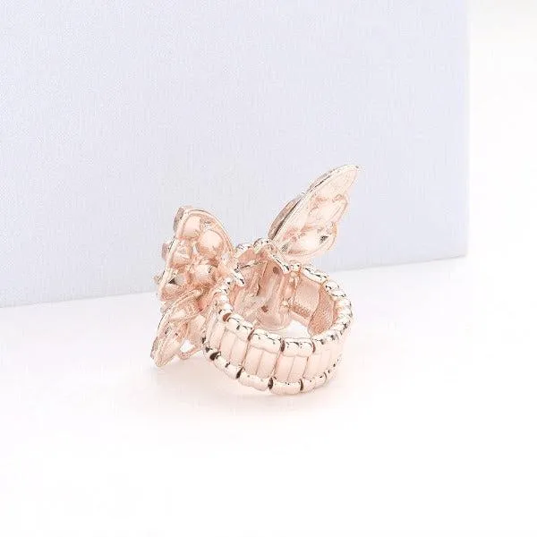 Butterfly Pink Marquise Rhinestone Rose Gold Stretch Ring