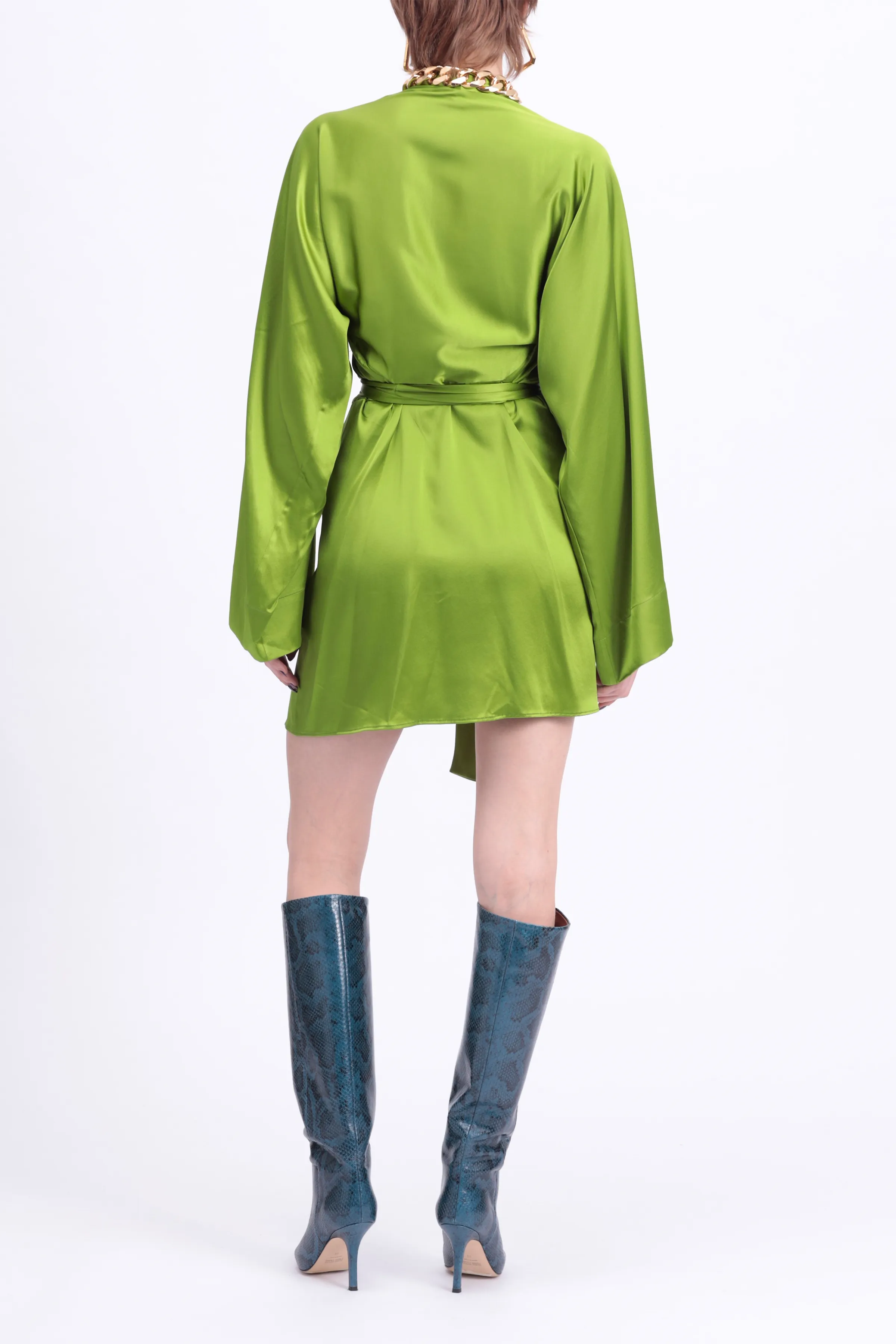 CAMILA SILK-SATIN KIMONO WRAP MINI DRESS