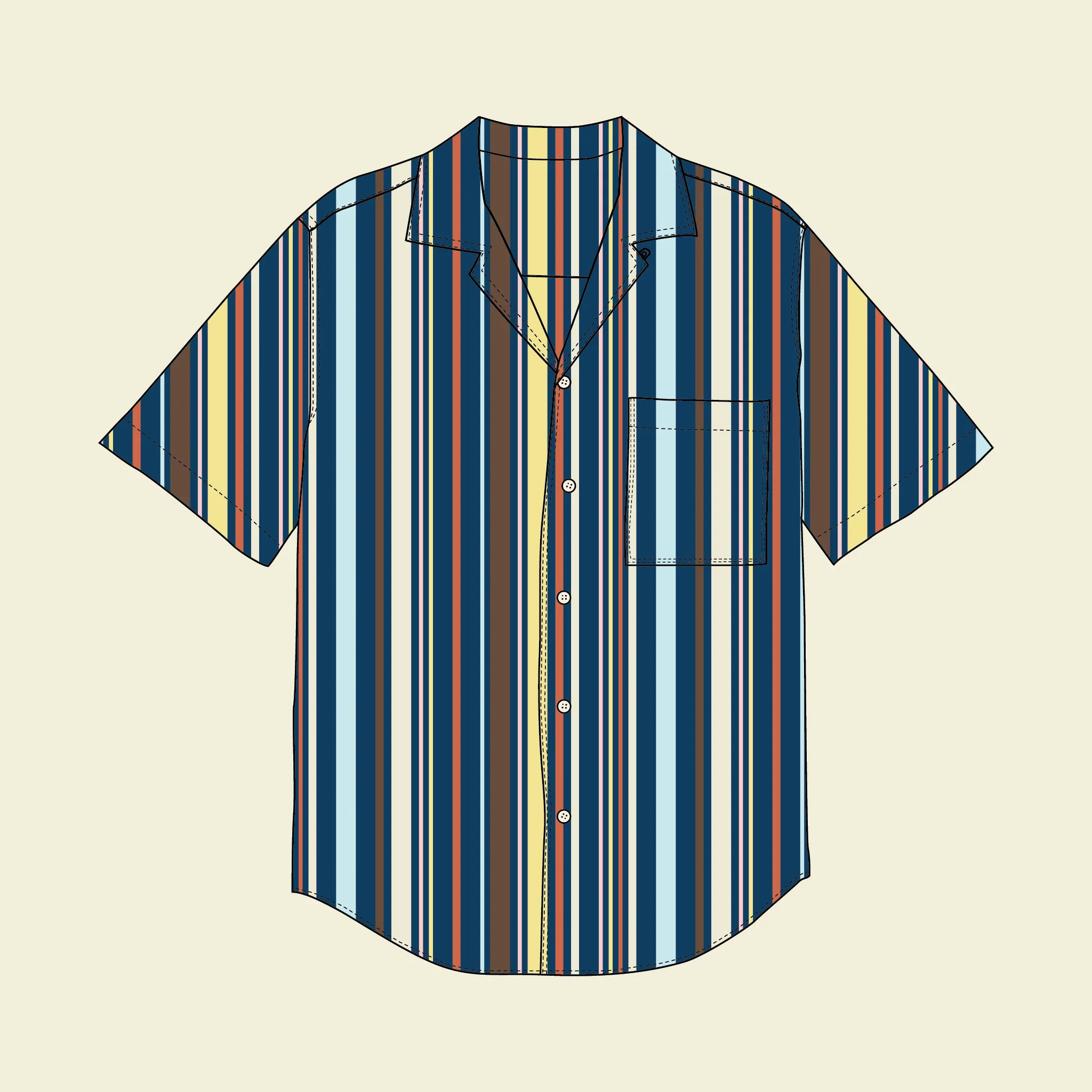 Camp Collar Shirt Kit - Barcode Dark Blue Stripe