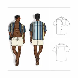 Camp Collar Shirt Kit - Barcode Dark Blue Stripe