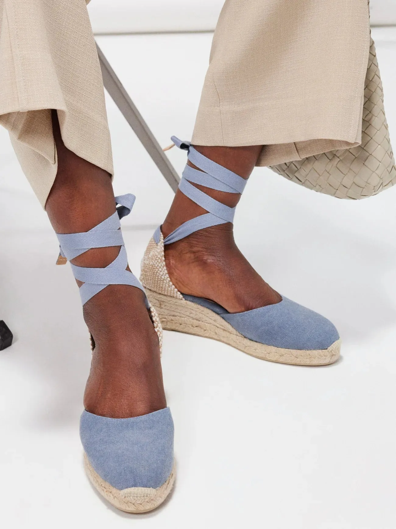 Carina 30 canvas & jute espadrille wedges - Blue/Citadel