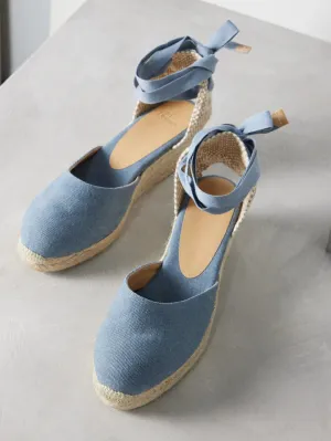 Carina 30 canvas & jute espadrille wedges - Blue/Citadel