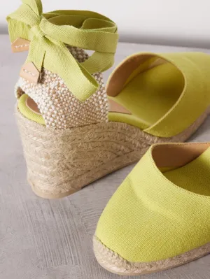Carina 80 canvas & jute espadrille wedges - Yellow/Ciber