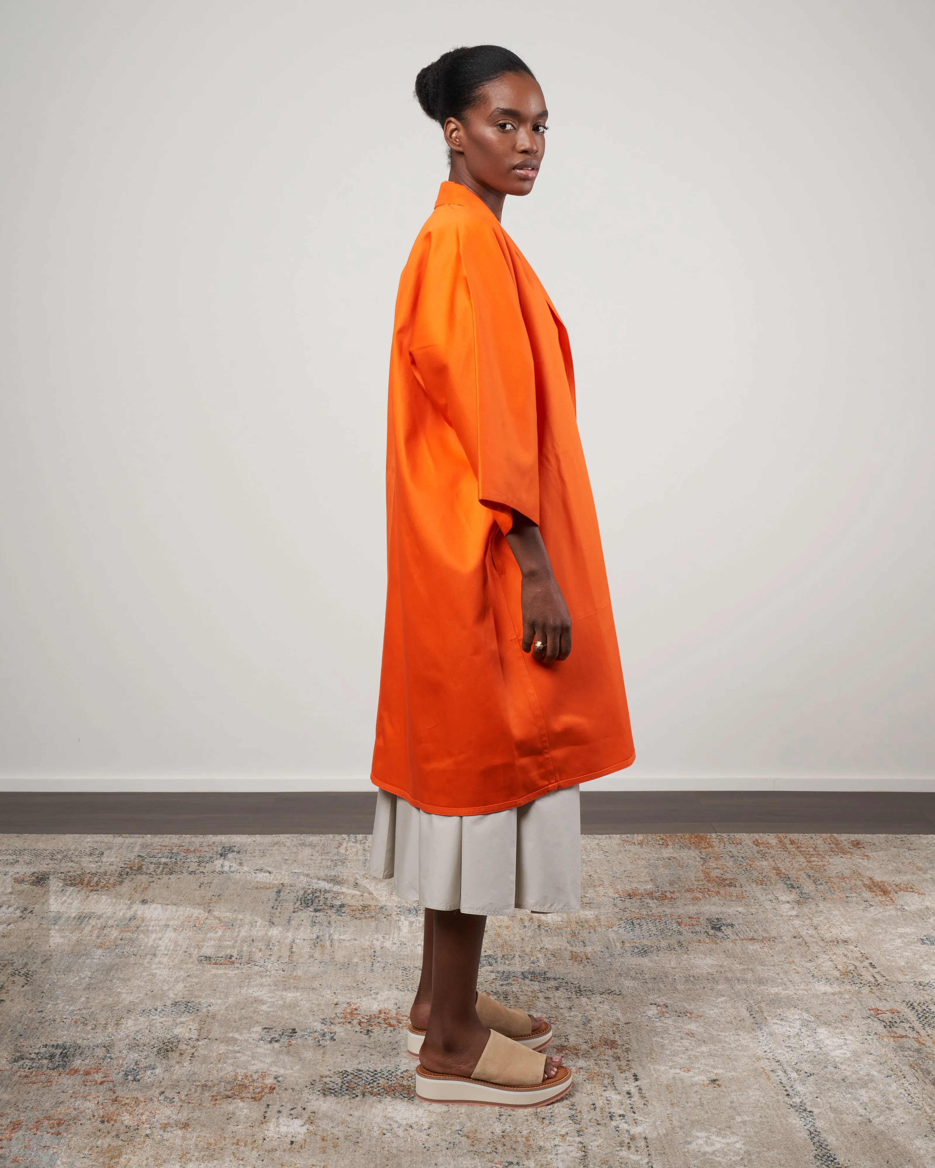 carlton cotton gabardine overcoat - papaya
