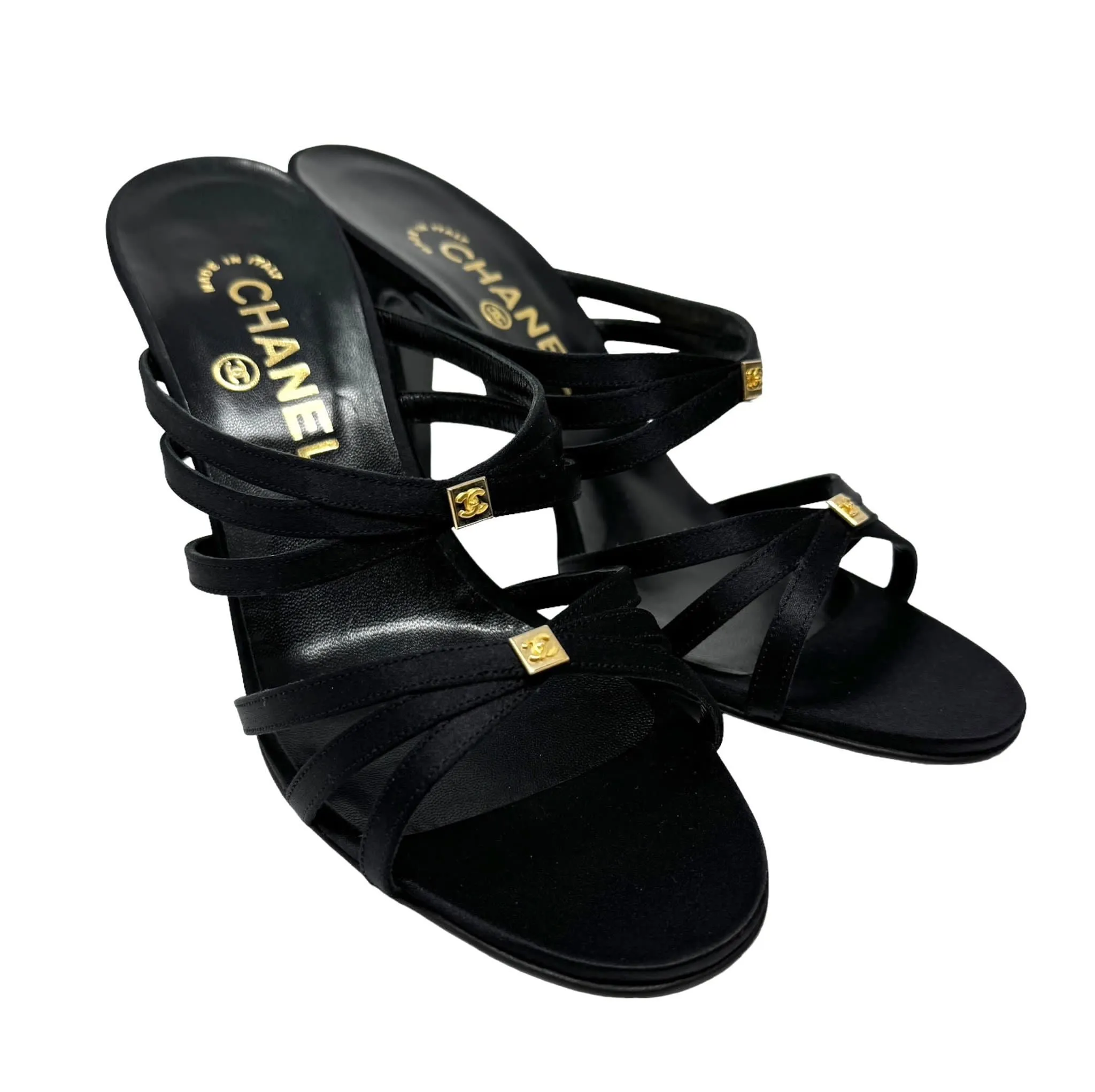 Chanel Black Logo Heels