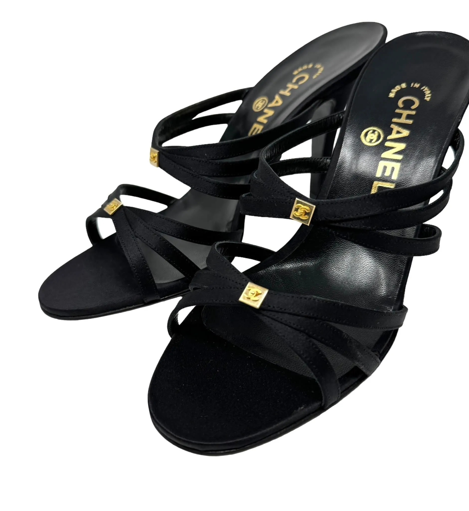 Chanel Black Logo Heels