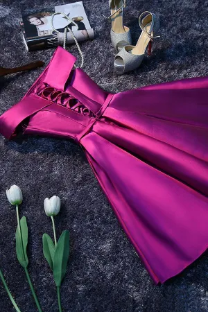 Cheap Purple Simple Satin Short Prom Dresses Homecoming Dress for Girls, MH293