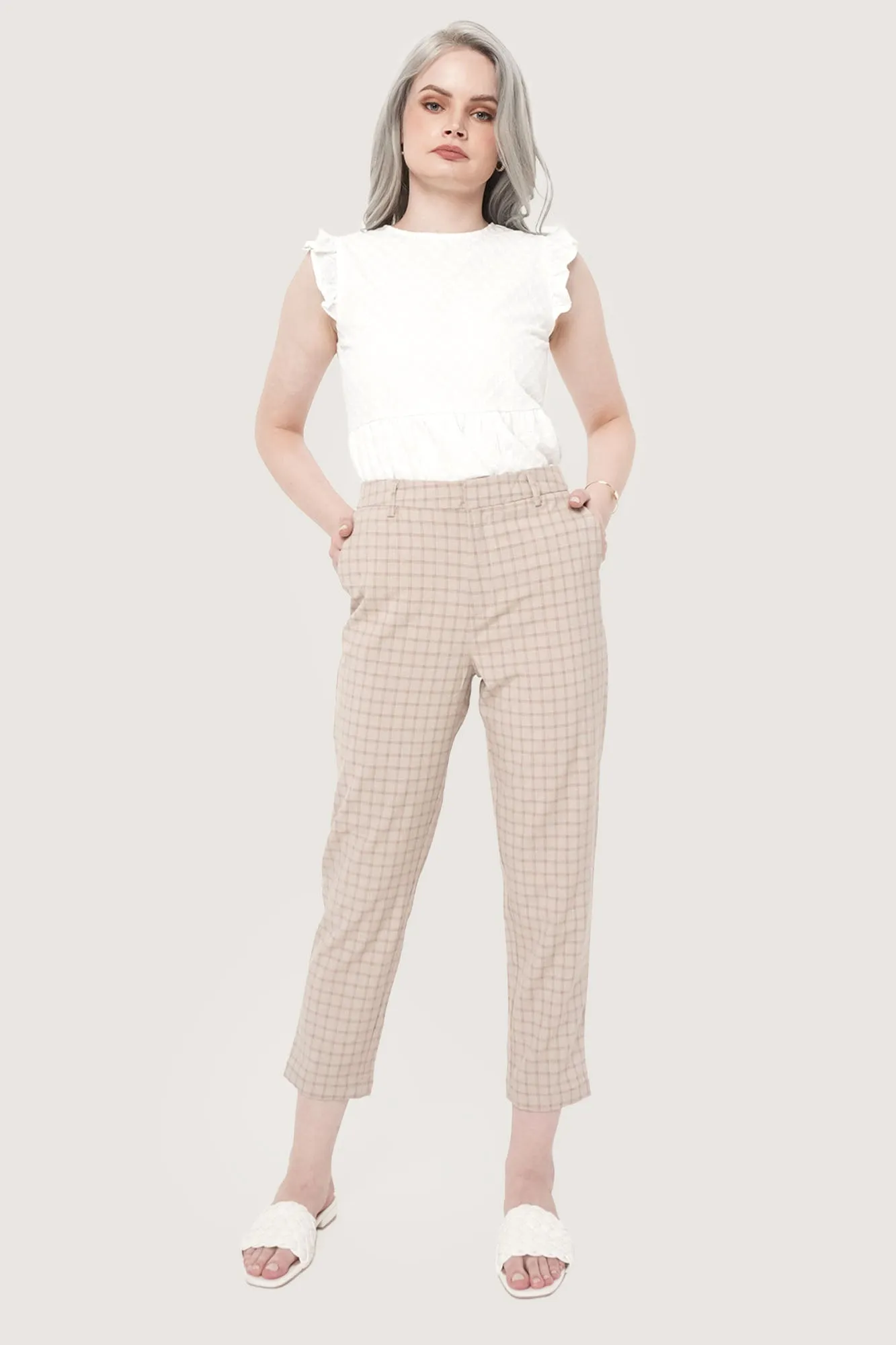 Checkered Ankle Length Cozy Pants
