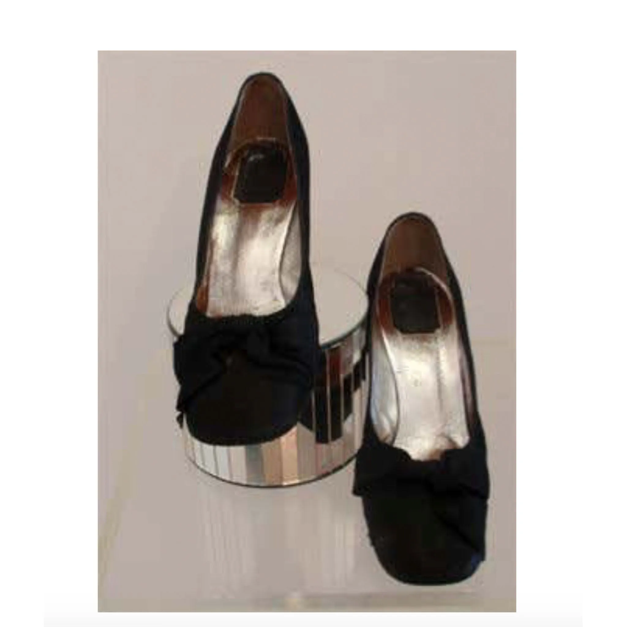 CHRISTIAN DIOR 1050s Souliers Black Satin Rhinestone Heels