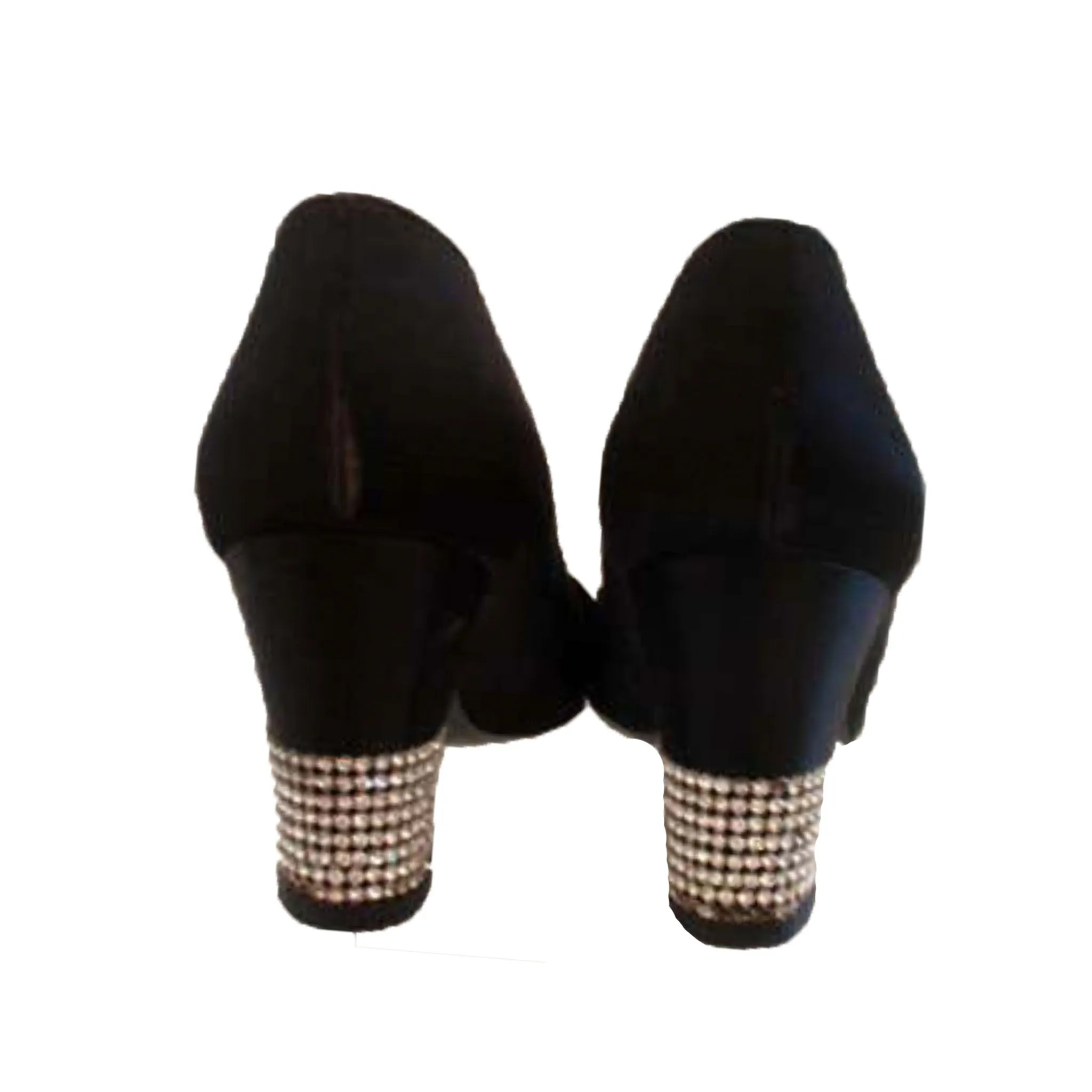 CHRISTIAN DIOR 1050s Souliers Black Satin Rhinestone Heels