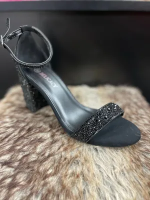 Cindy Black Rhinestone Heels