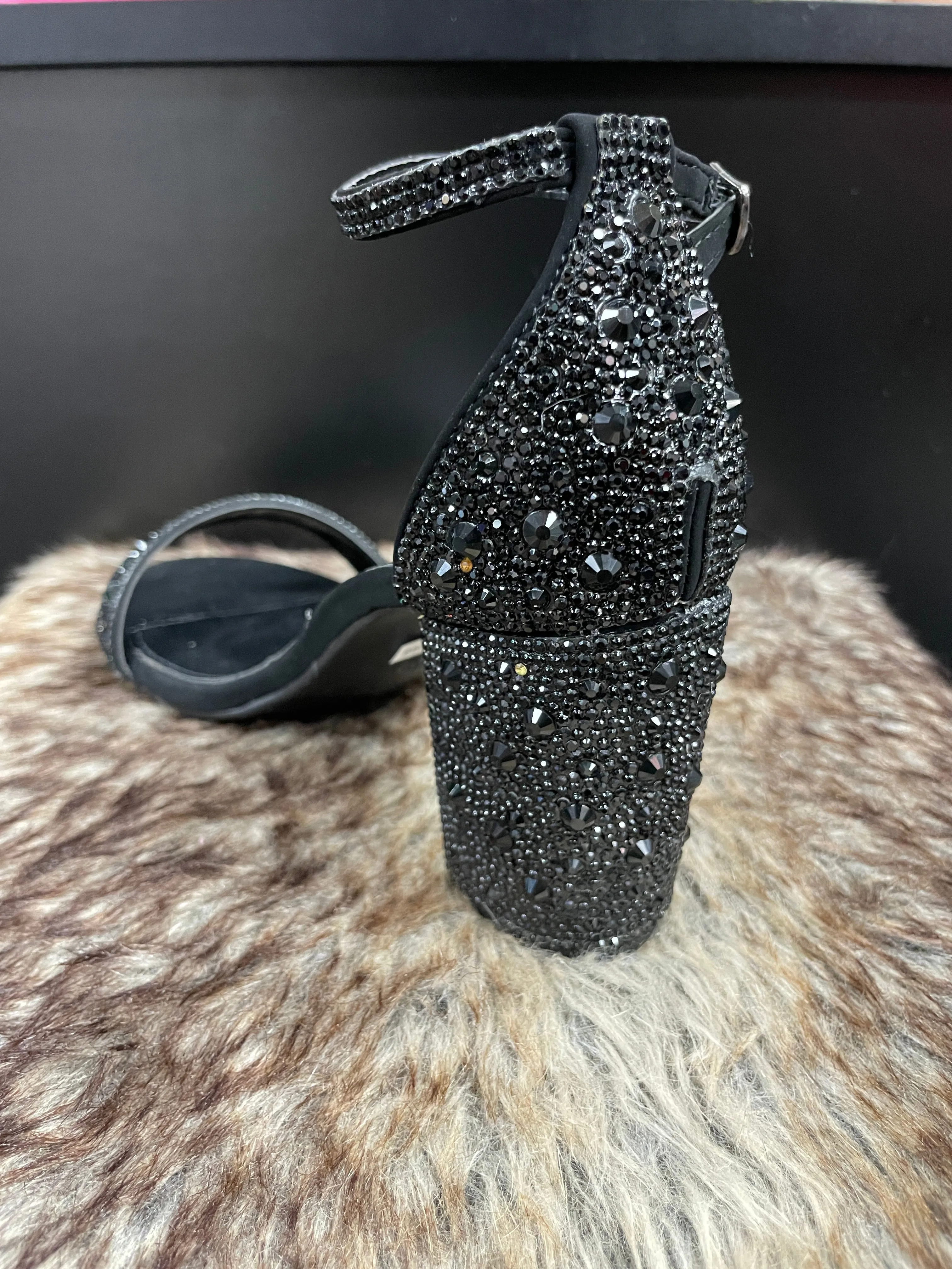 Cindy Black Rhinestone Heels