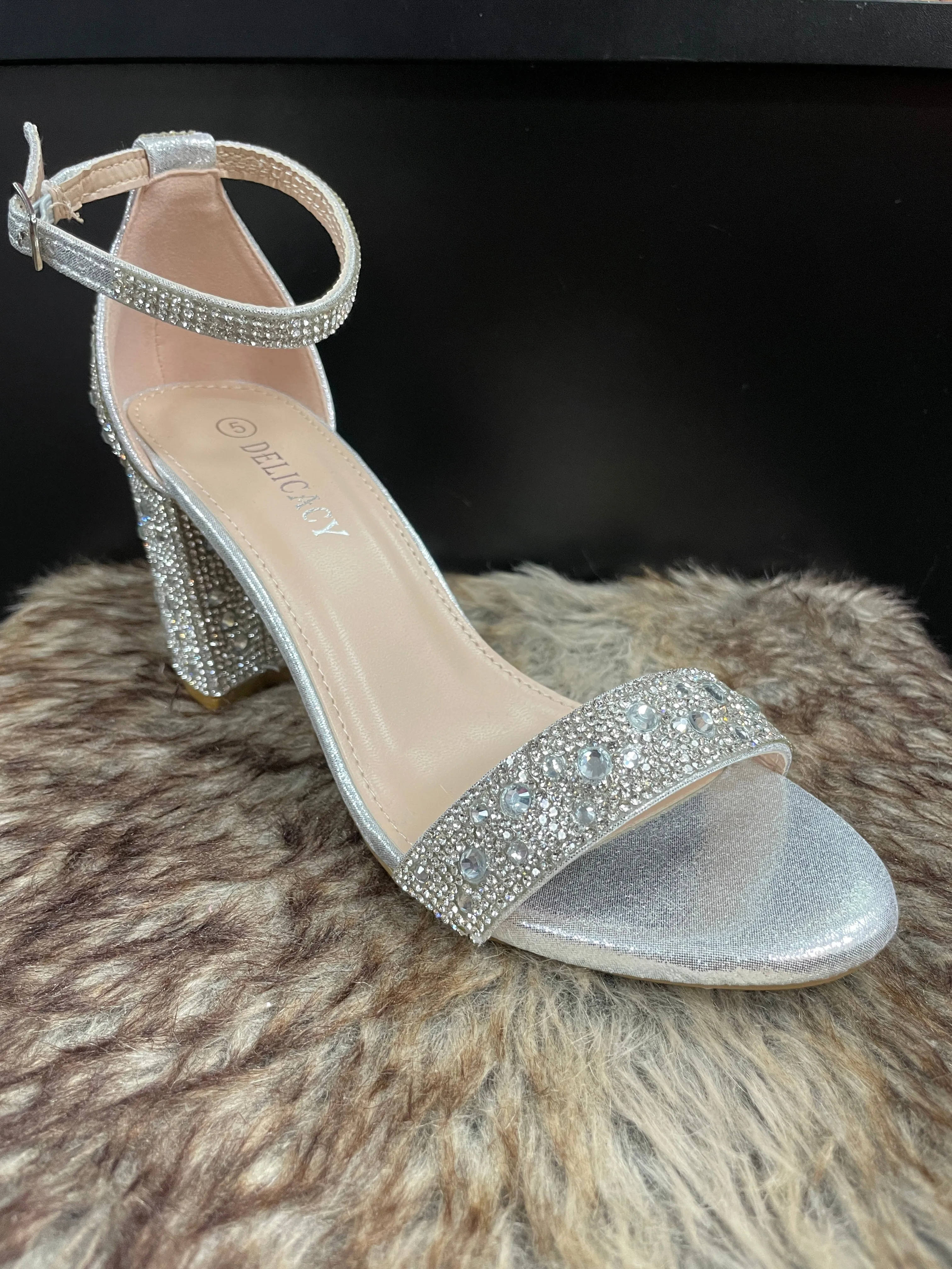 Cindy Silver Rhinestone Heels