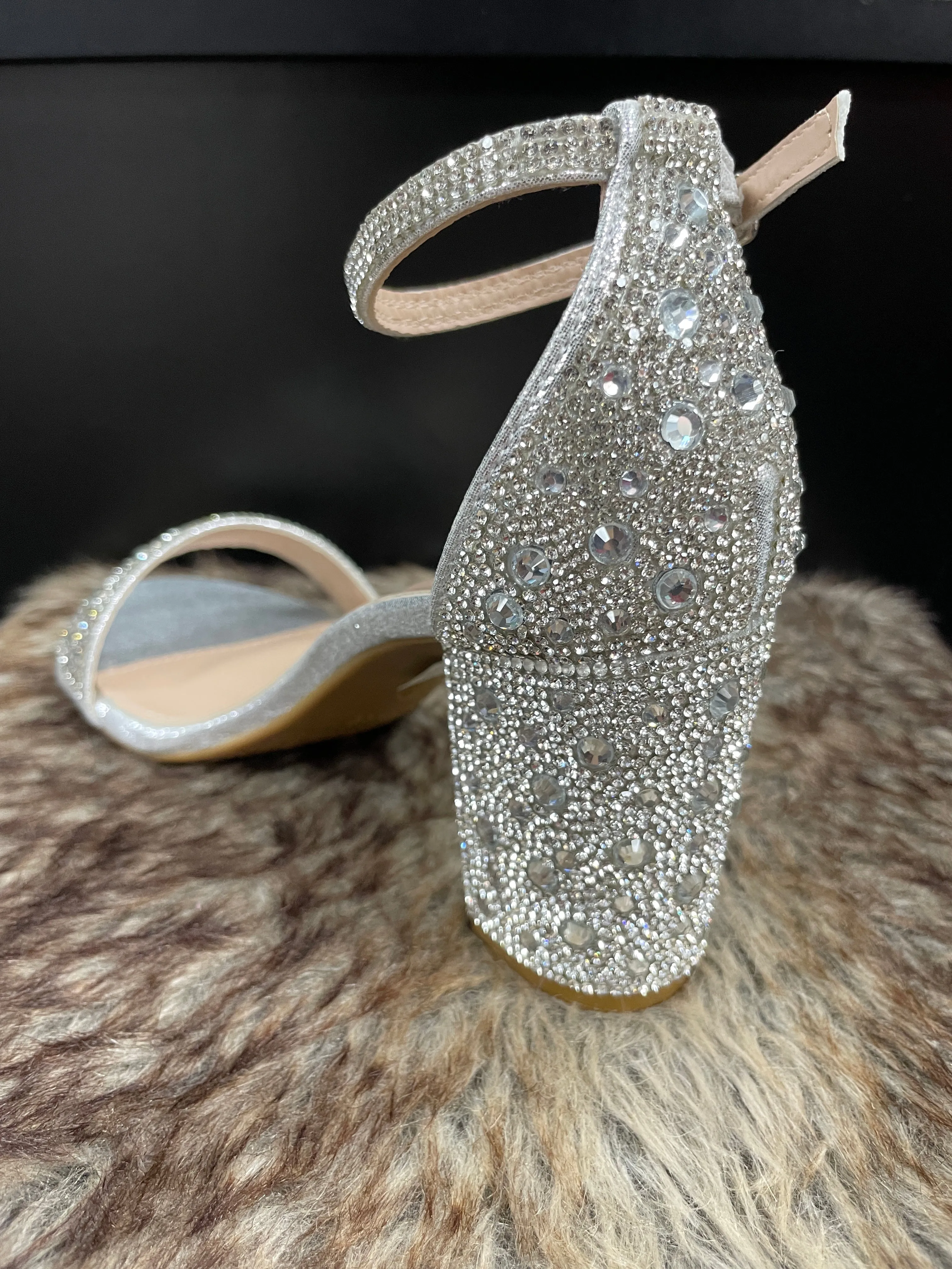 Cindy Silver Rhinestone Heels