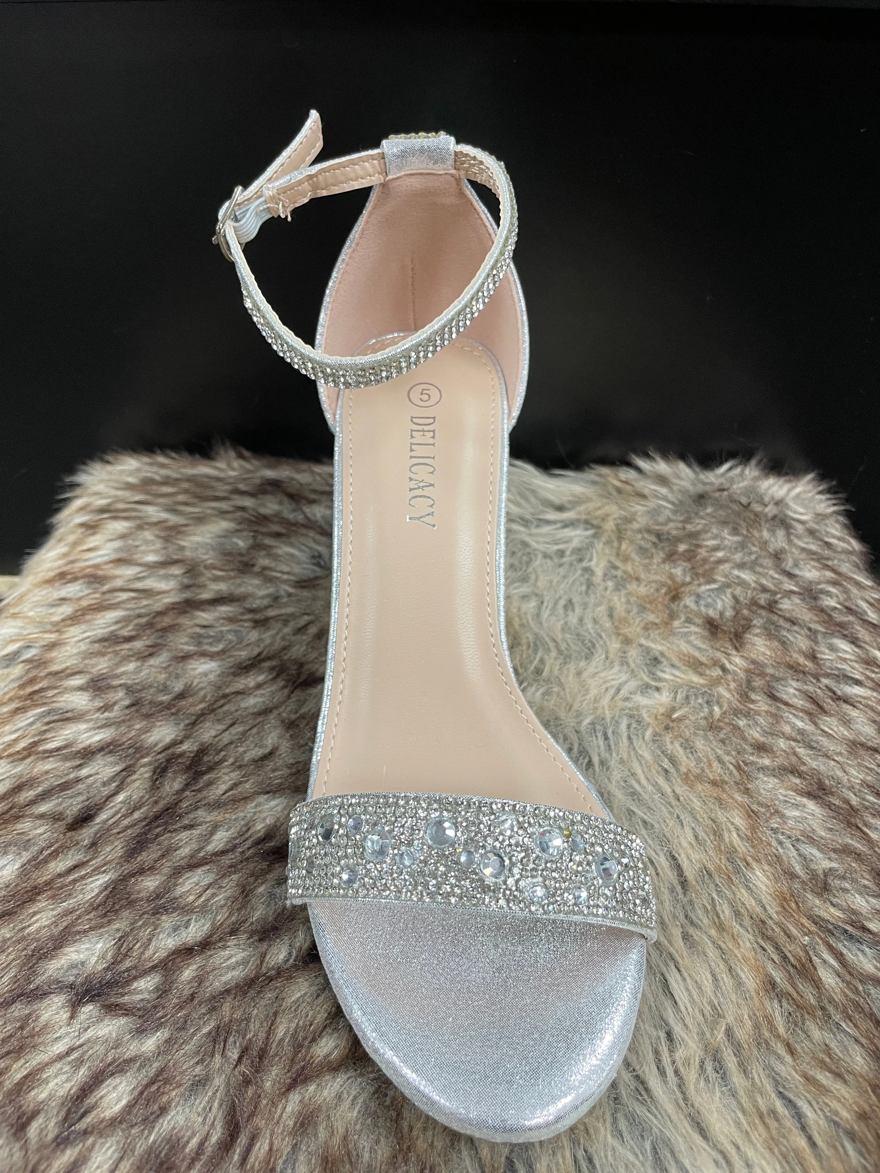 Cindy Silver Rhinestone Heels