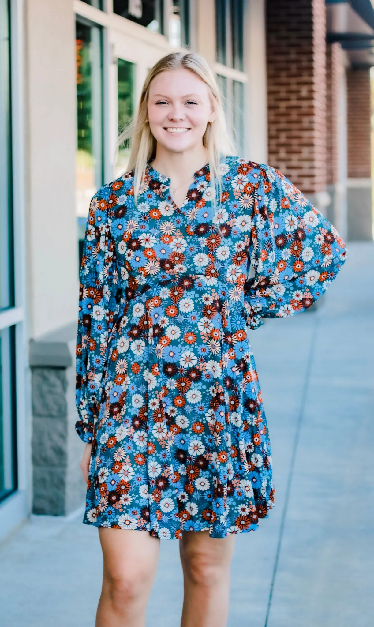 Classic Chic Floral Dress in Autumn